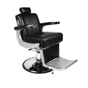 fauteuil de barbier en simili cuir / en métal chromé / piètement central / avec repose-tête