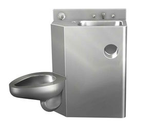 toilettes à poser / en inox / avec lave-main intégré / pour sanitaire public