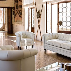canapé chesterfield / en cuir / pour hôtel / 3 places
