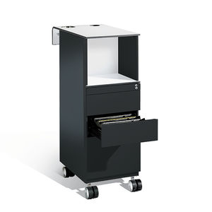 caisson de bureau en acier / en verre / à 4 tiroirs / à roulettes