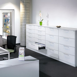 armoire de classement basse / en acier / à tiroirs / contemporaine