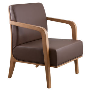 fauteuil contemporain / en tissu / en bois / marron