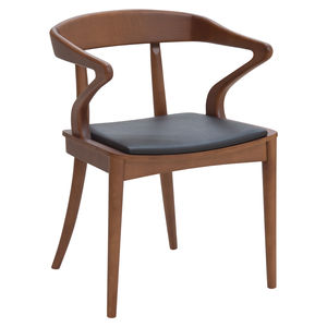 chaise contemporaine / tapissée / avec accoudoirs / bois