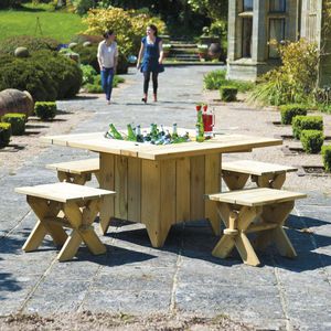 tabouret contemporain / en pin / écolabel FSC / de jardin