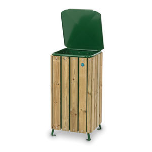 poubelle publique / en acier / en bois / contemporaine