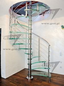 escalier en colimaçon / structure en métal / marche en verre / sans contremarche
