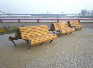 banc public / contemporain / en bambou / en acier