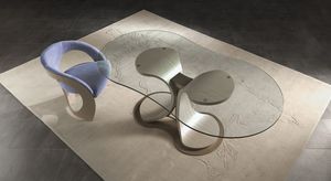 table contemporaine / en verre / ovale
