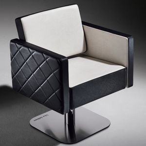 fauteuil de coiffure en simili cuir / en acier chromé / piètement central / inclinable