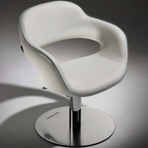 fauteuil de coiffure en simili cuir / en acier / en métal chromé / en polyuréthane