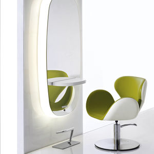 fauteuil de coiffure en simili cuir / en acier / en métal chromé / en polyuréthane