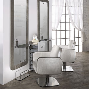 fauteuil de coiffure en simili cuir / en bois composite / en polyuréthane / avec pompe hydraulique