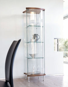 vitrine contemporaine / en verre / en bois / éclairée