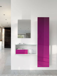 meuble d'entrée contemporain / mural / en verre / avec miroir