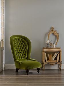 fauteuil classique / en velours / avec dossier haut / vert