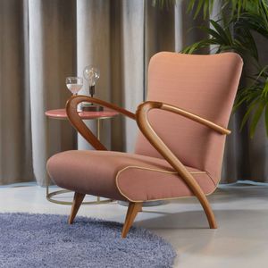 fauteuil contemporain / en tissu / en bois massif / couleur personnalisable