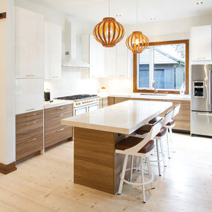 cuisine contemporaine / en mélaminé / avec îlot / en L