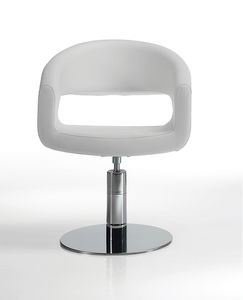 fauteuil de coiffure en polyuréthane / avec pompe hydraulique / piètement central