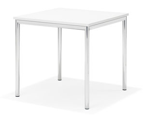 table contemporaine / en bois / avec piètement en métal chromé / rectangulaire