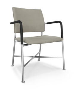 chaise visiteur contemporaine / avec accoudoirs / tapissée / en métal