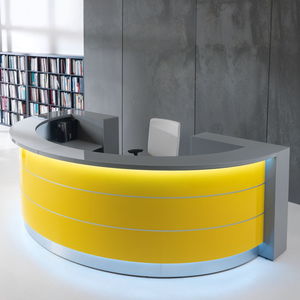 banque d'accueil modulable / en arc de cercle / stratifiée / en verre
