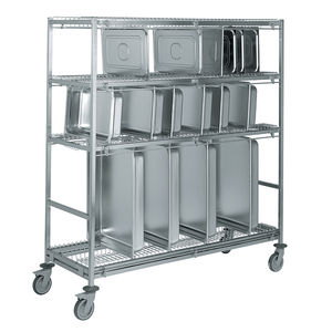 chariot de service / pour bac gastronorme / professionnel / en inox