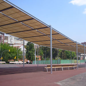 pergola autoportée / en acier / couverture en bois / modulable