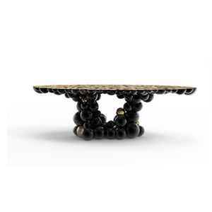 table à manger design original / en laiton / avec piètement en laiton