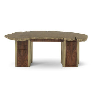 bureau en plaqué bois / en palissandre / en laiton poli / design original