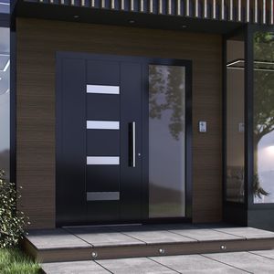 porte d'entrée / battante / en aluminium / acoustique