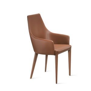 chaise contemporaine / tapissée / avec accoudoirs / en cuir