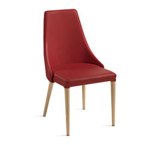 chaise contemporaine / tapissée / en cuir / en hêtre