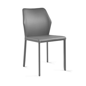 chaise contemporaine / tapissée / en cuir / en acier peint