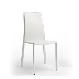 chaise contemporaine / tapissée / empilable / en cuir