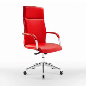 fauteuil de bureau contemporain / en cuir / aluminium / à roulettes
