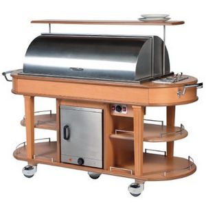 chariot de service / professionnel / chauffant / en bois