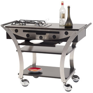 chariot de service / professionnel / chauffant / en inox