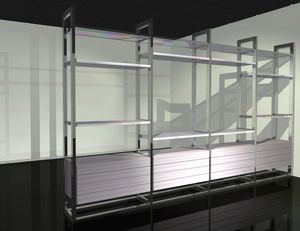 étagère contemporaine / en bois / en aluminium / en verre