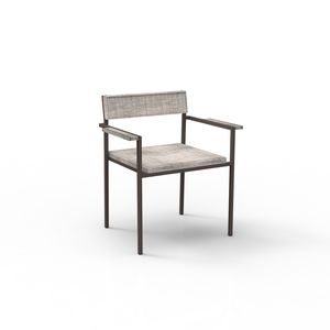 chaise contemporaine / avec accoudoirs / empilable / en tissu