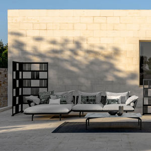 pouf contemporain / en tissu / en aluminium / carré