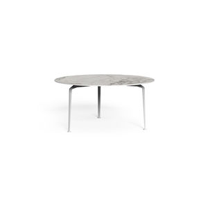 table à manger contemporaine / en grès cérame / avec piètement en aluminium / rectangulaire