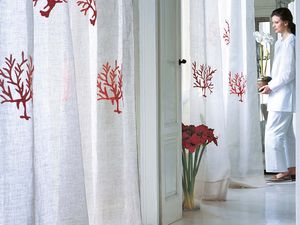 tissu pour rideaux / à motif / en lin