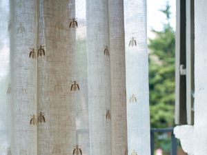 tissu pour rideaux / à motif / en lin