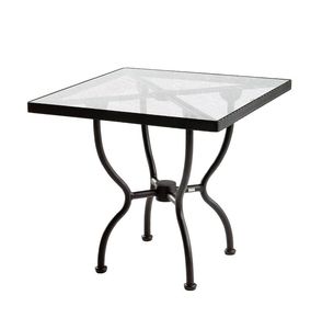 guéridon classique / en verre trempé / avec piètement en aluminium / carré