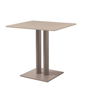 guéridon contemporain / en verre / avec piètement en aluminium laqué / carré