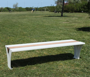 banc public / contemporain / en bois / en acier