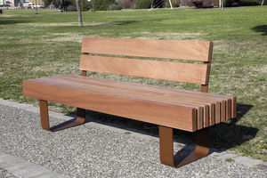 banc public / classique / en bois / avec dossier