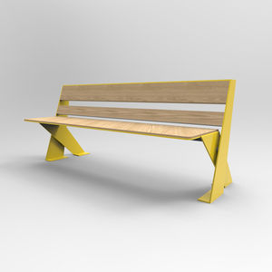 banc public / contemporain / en bois / en acier galvanisé