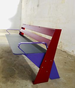 banc public / contemporain / en bois / en acier galvanisé
