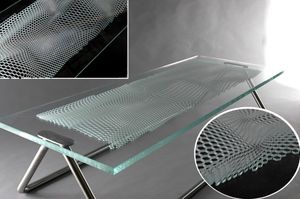 panneau en verre à motif / pour meuble / translucide